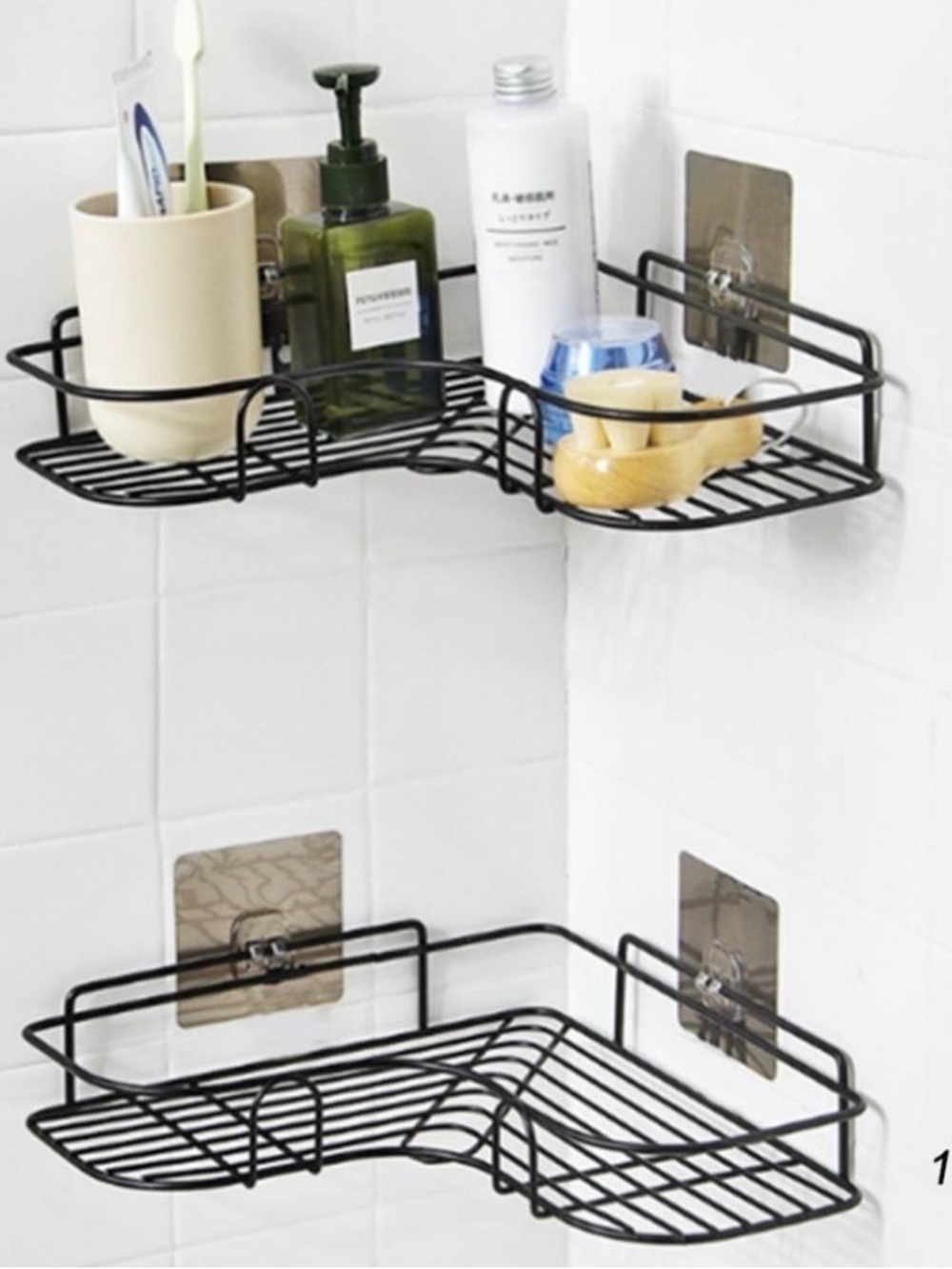 Black Metal Corner Shower Caddy Organizer Shelf 1 pack new